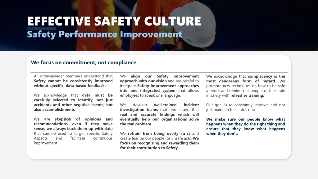 effective safety culture safety performance