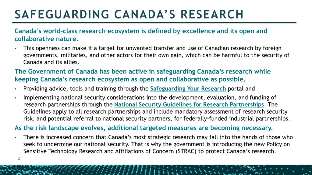 safeguarding canada s research