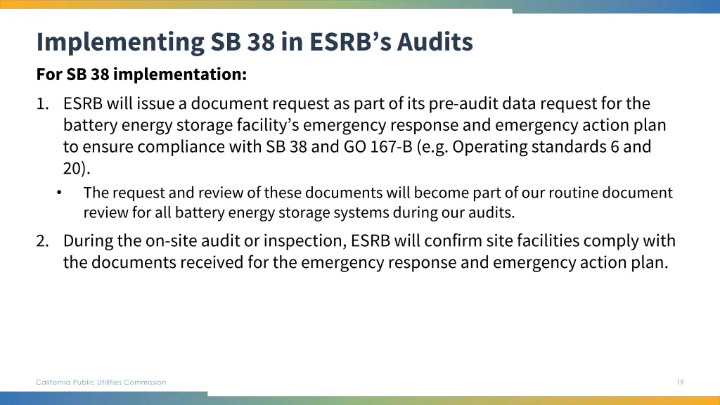 implementing sb 38 in esrb s audits