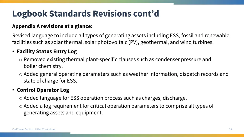 logbook standards revisions cont d