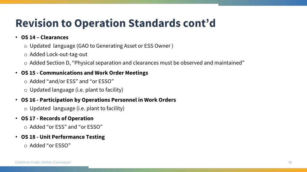 revision to operation standards cont d 2