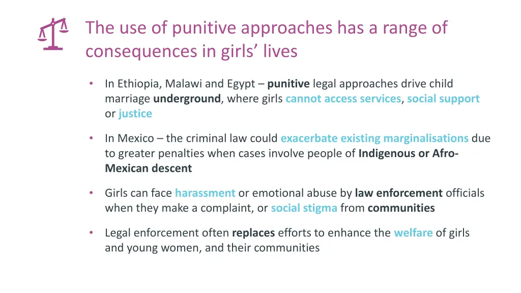 the use of punitive approaches has a range