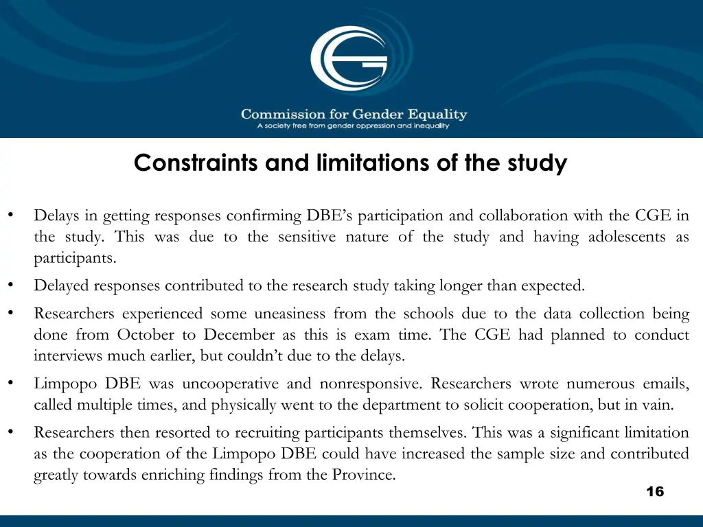 constraints and limitations of the study