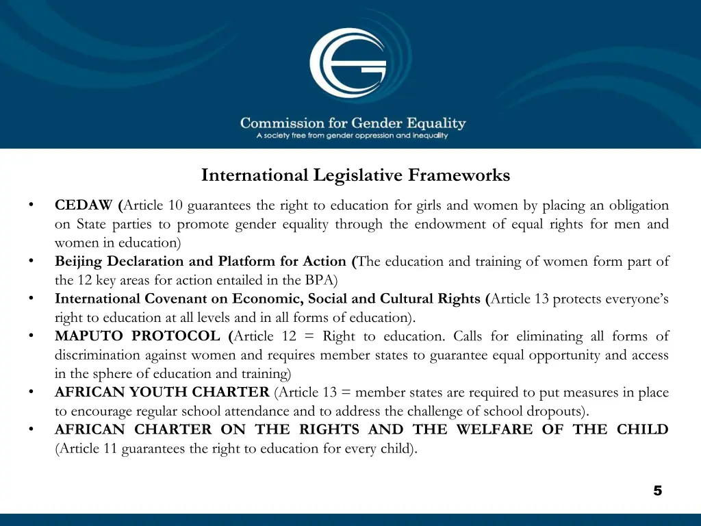 international legislative frameworks