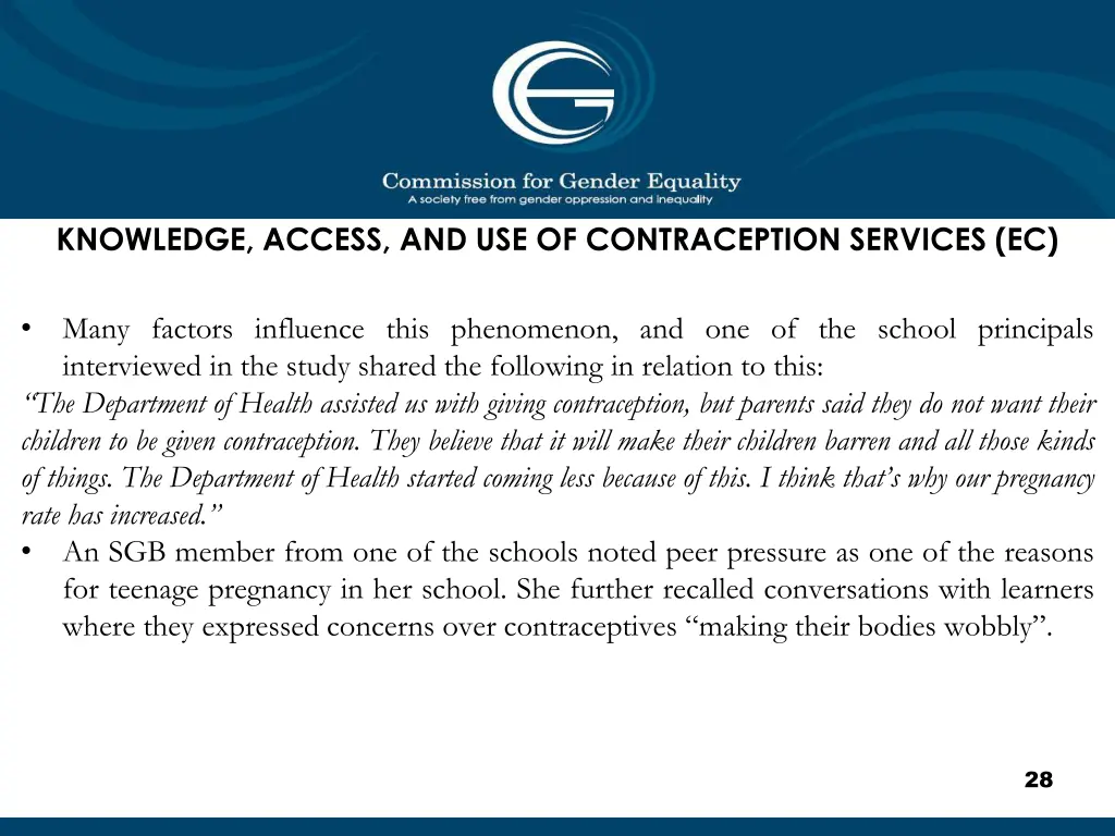 knowledge access and use of contraception