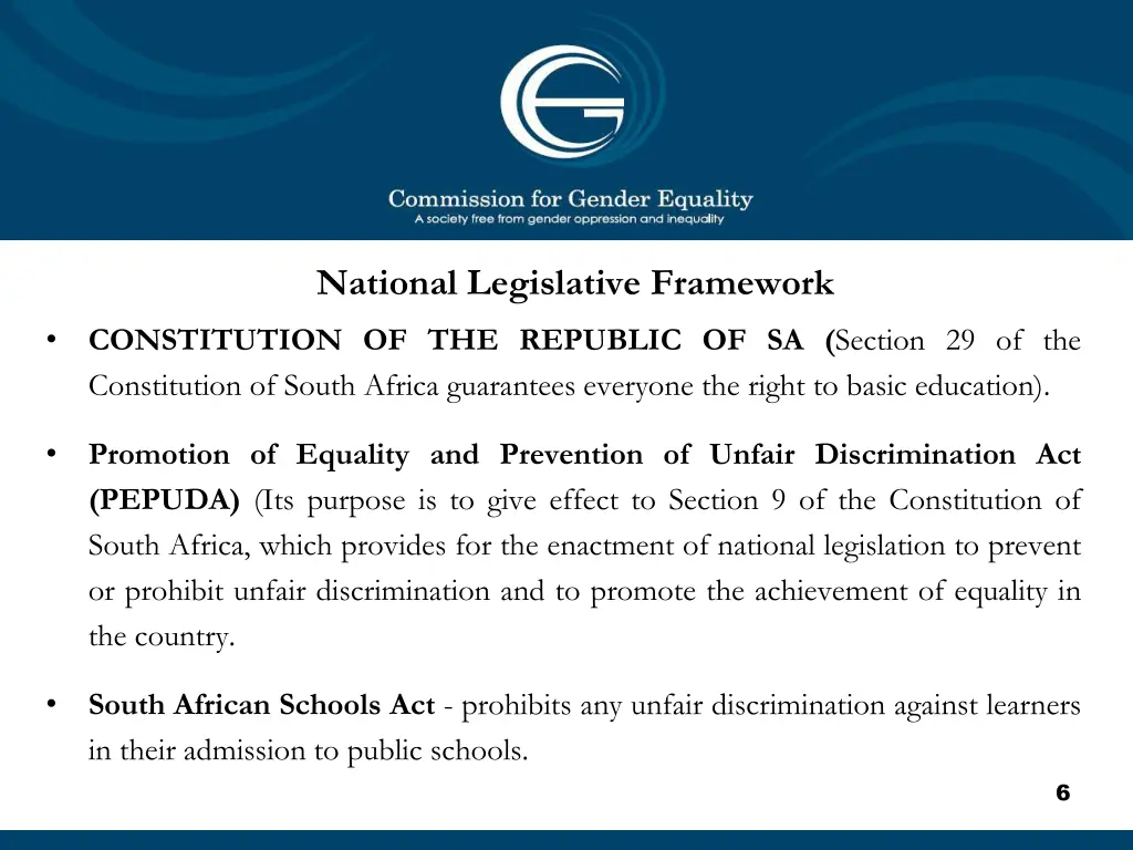 national legislative framework