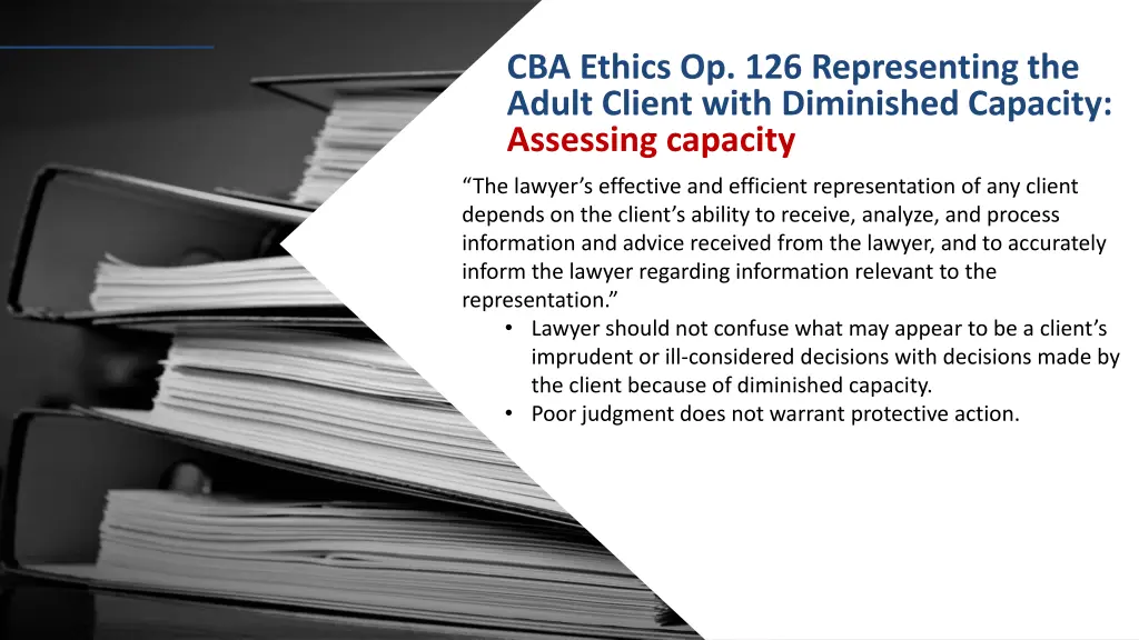 cba ethics op 126 representing the adult client 1