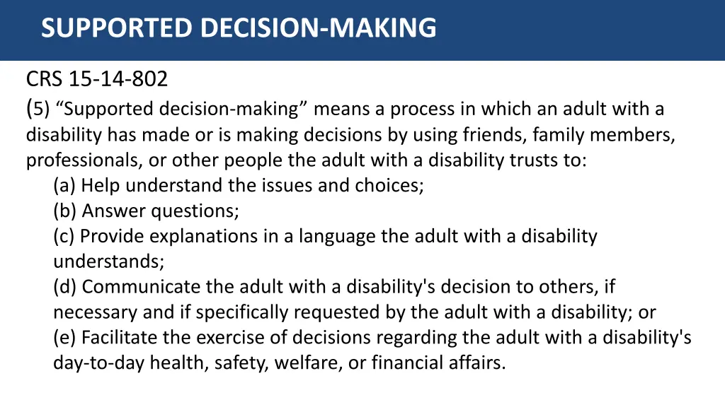 supported decision making