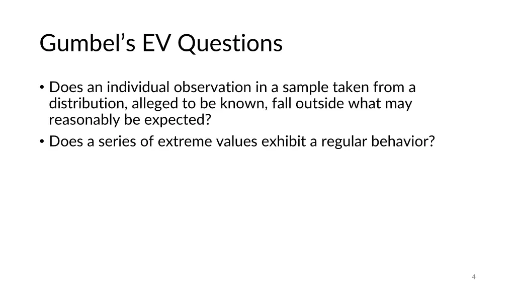 gumbel s ev questions