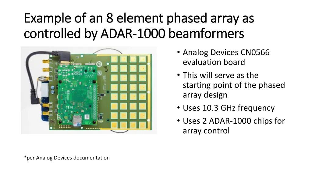 example of an 8 element phased array as example