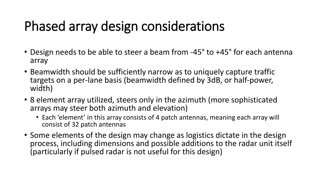 phased array design considerations phased array