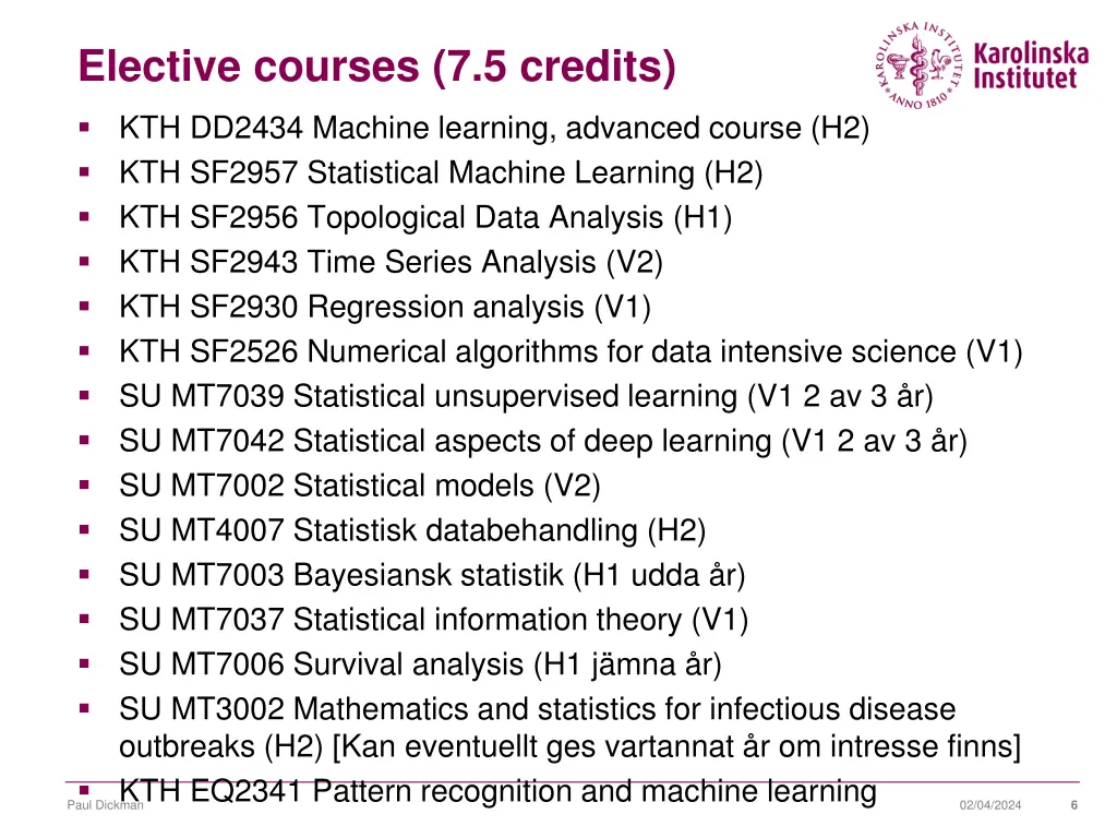 elective courses 7 5 credits