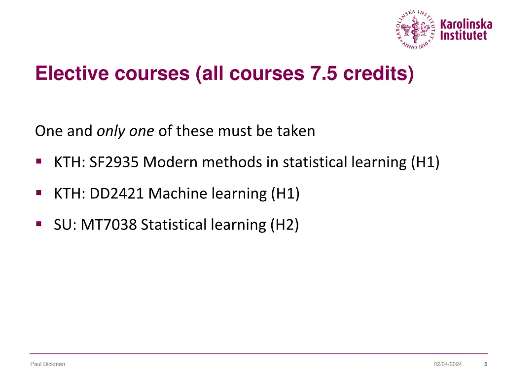 elective courses all courses 7 5 credits