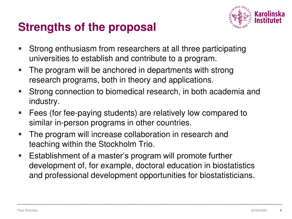 strengths of the proposal