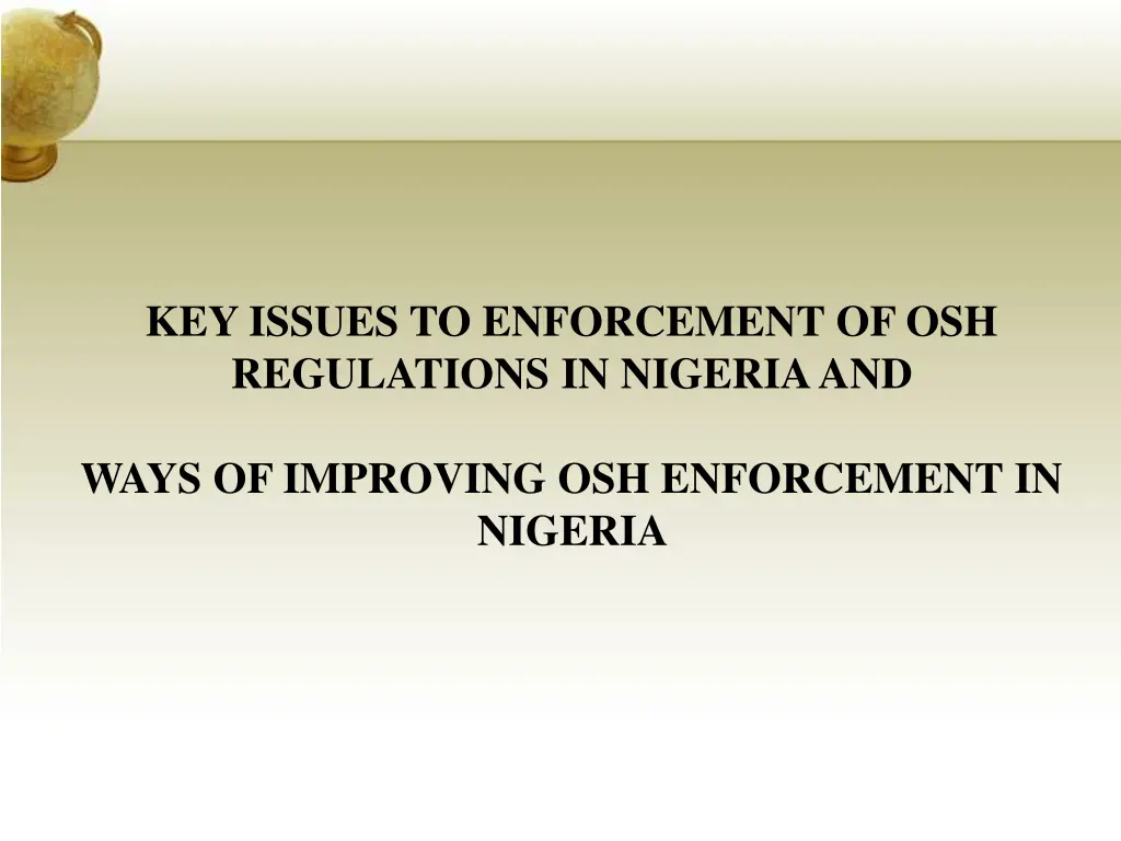 key issues to enforcement of osh regulations
