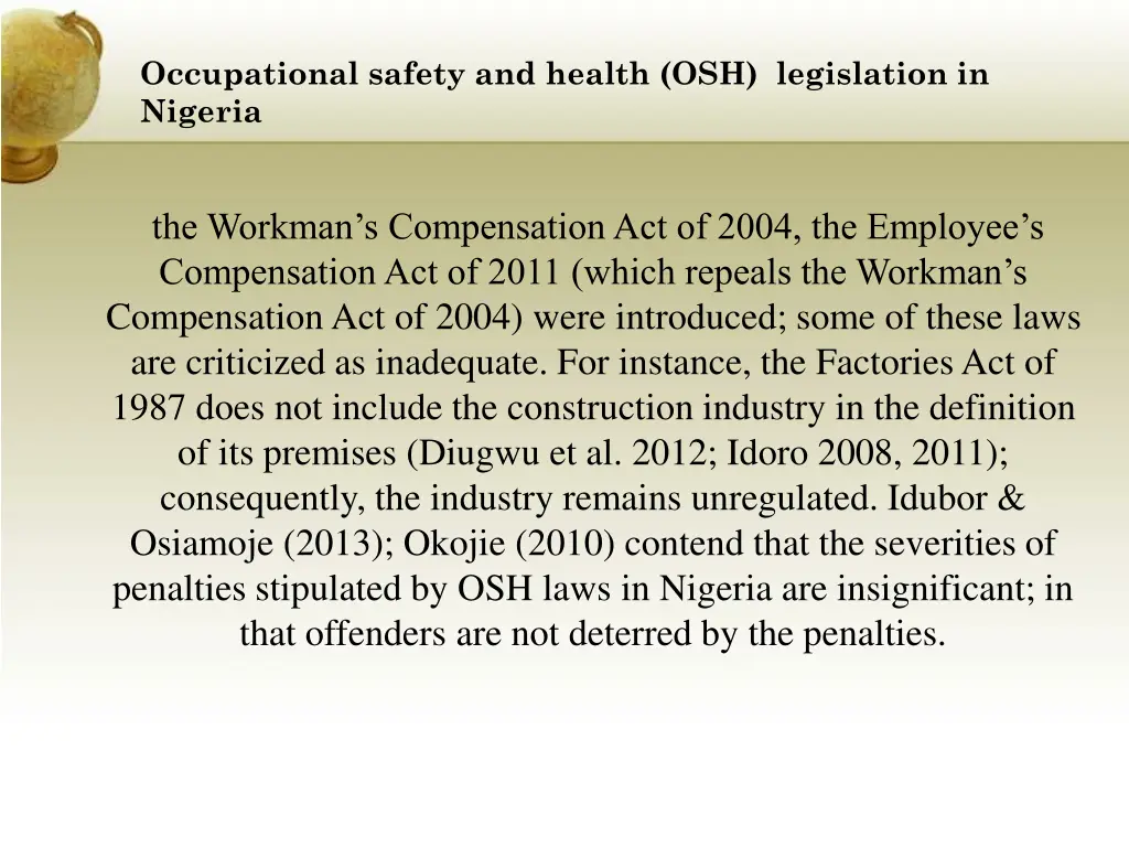 occupational safety and health osh legislation 2
