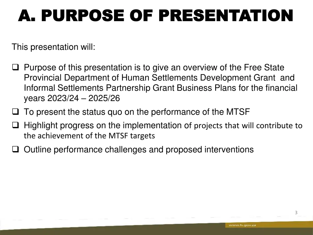 a purpose of presentation a purpose