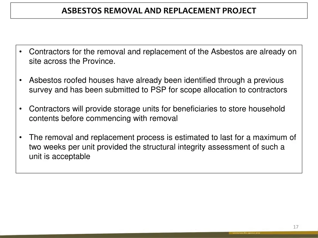 asbestos removal and replacement project