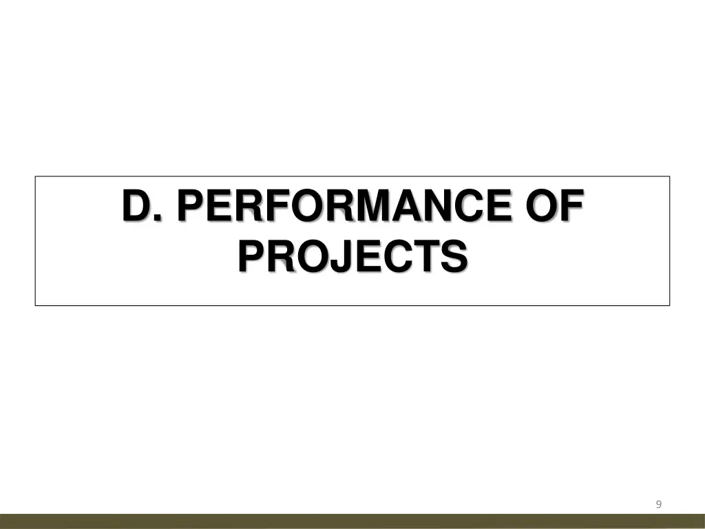 d performance of projects