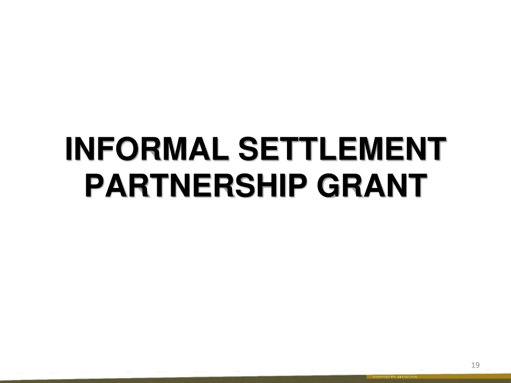 informal settlement partnership grant