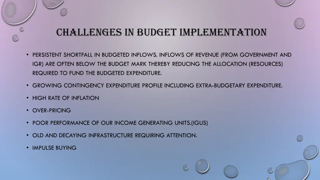 challenges in budget implementation