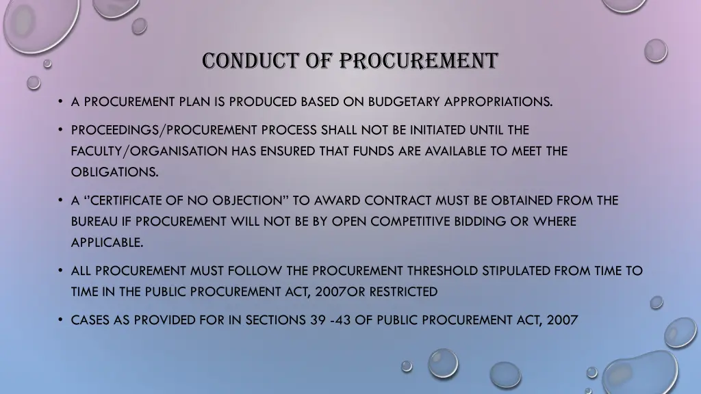 conduct of procurement