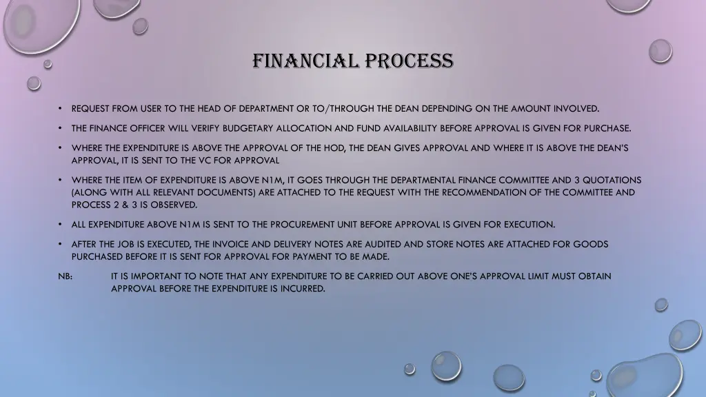 financial process