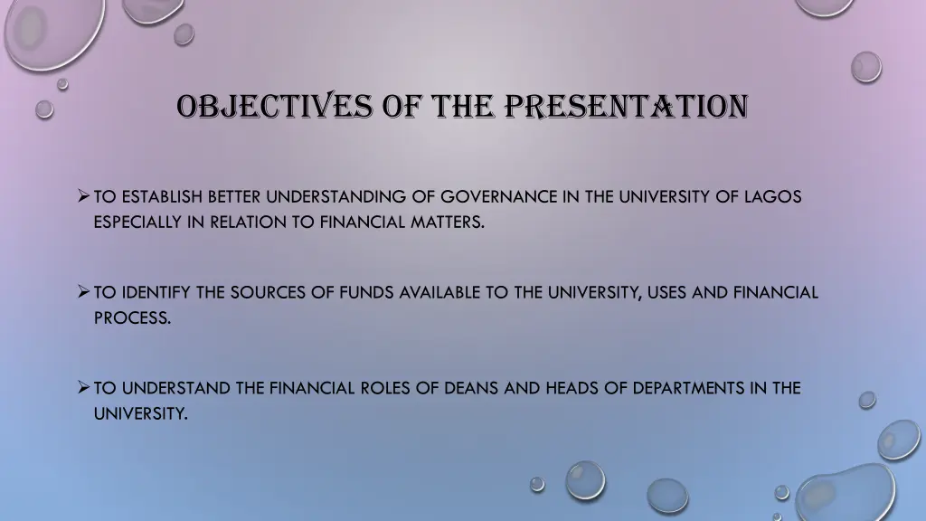 objectives of the presentation