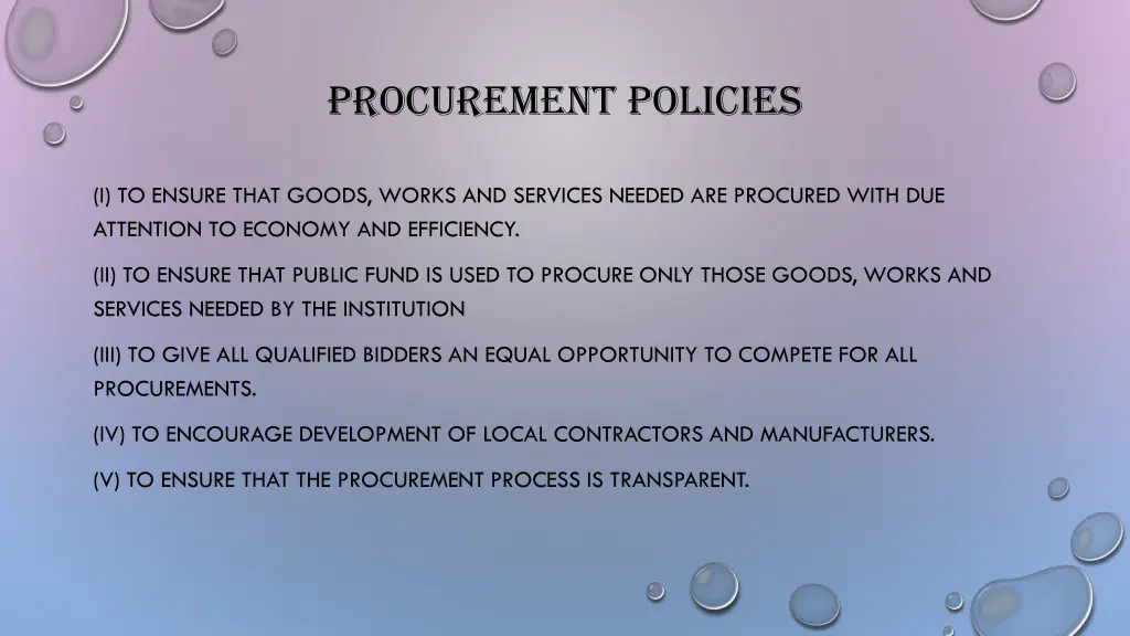 procurement policies