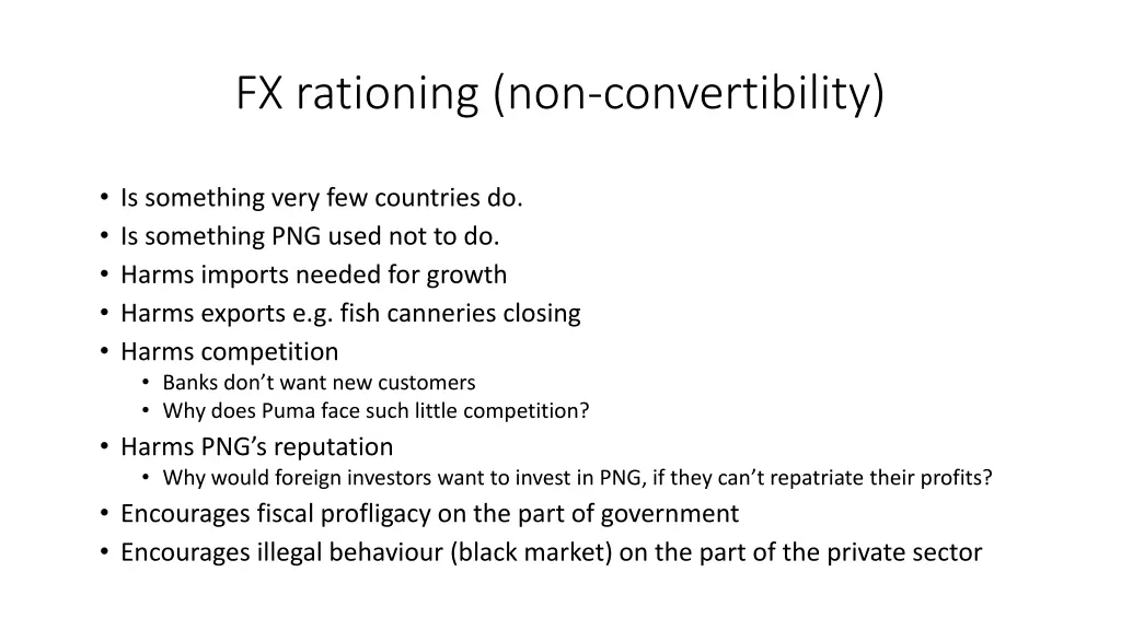 fx rationing non convertibility