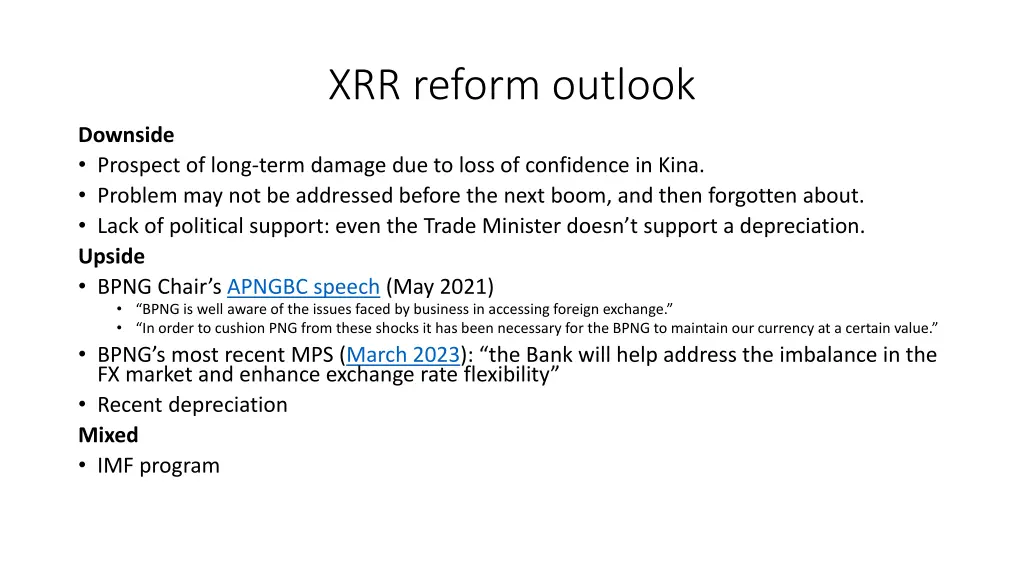 xrr reform outlook