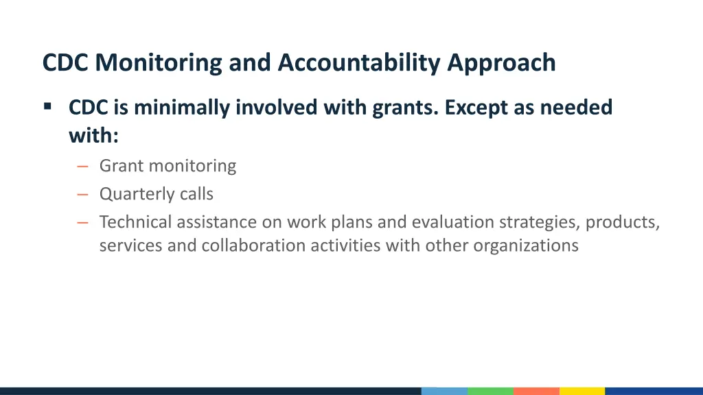 cdc monitoring and accountability approach
