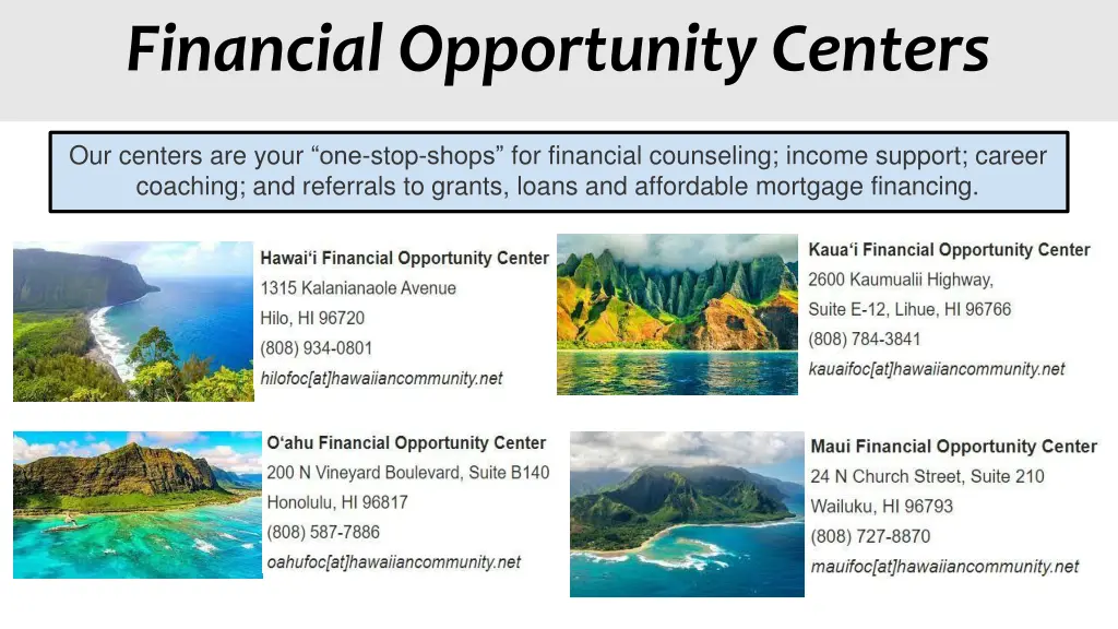 financial opportunity centers