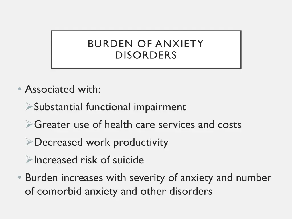 burden of anxiety disorders