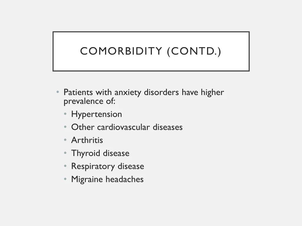 comorbidity contd