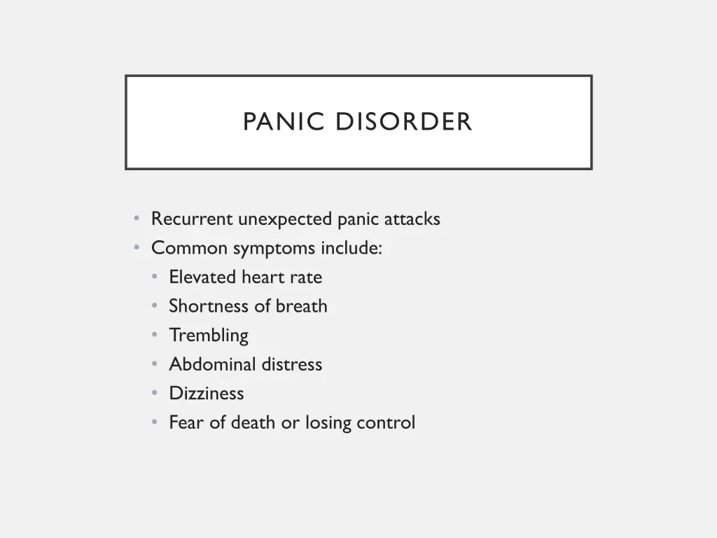 panic disorder 1