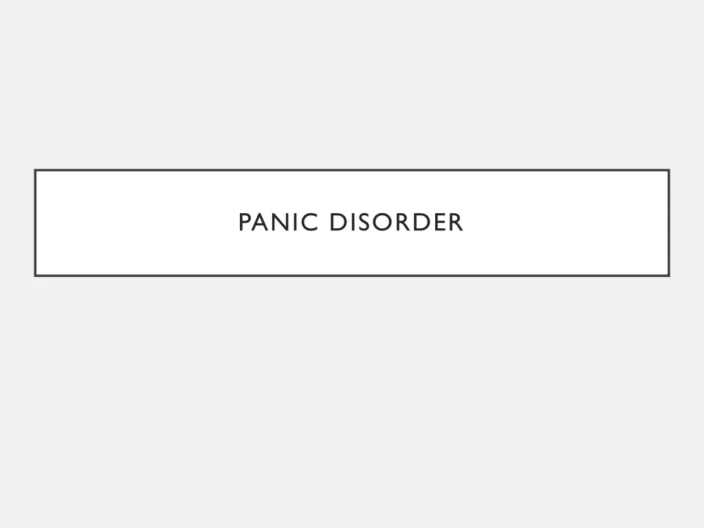 panic disorder
