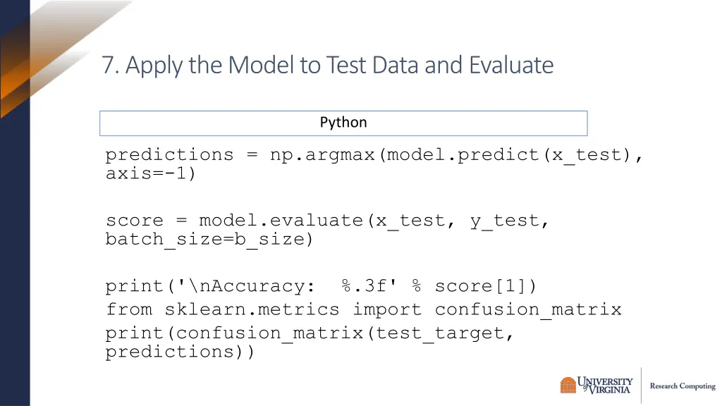 7 apply the model to test data and evaluate