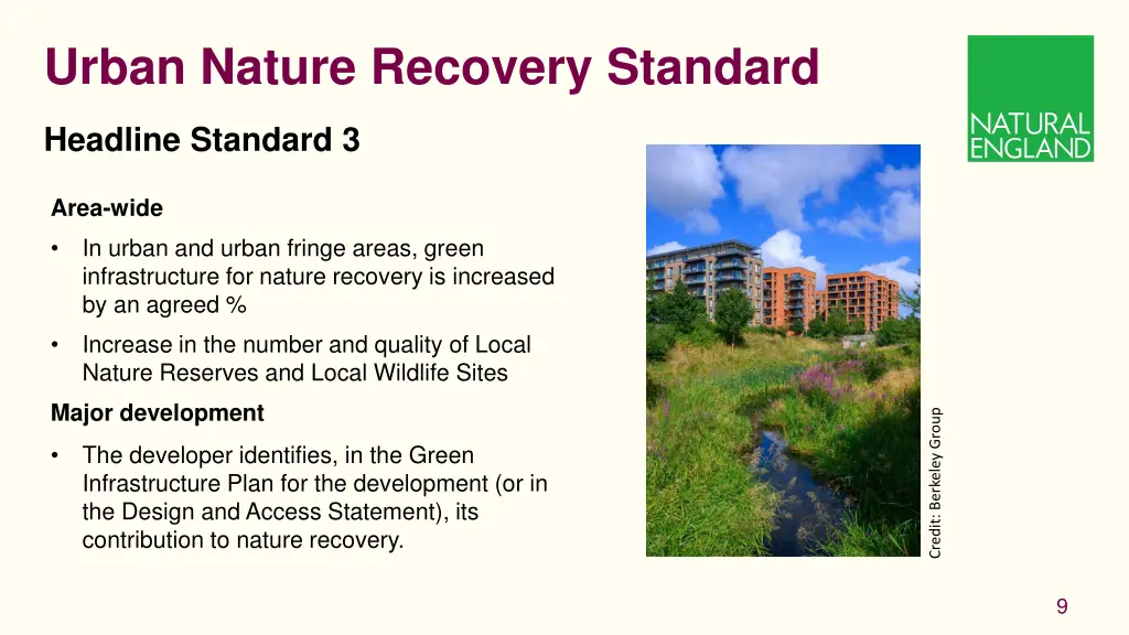 urban nature recovery standard