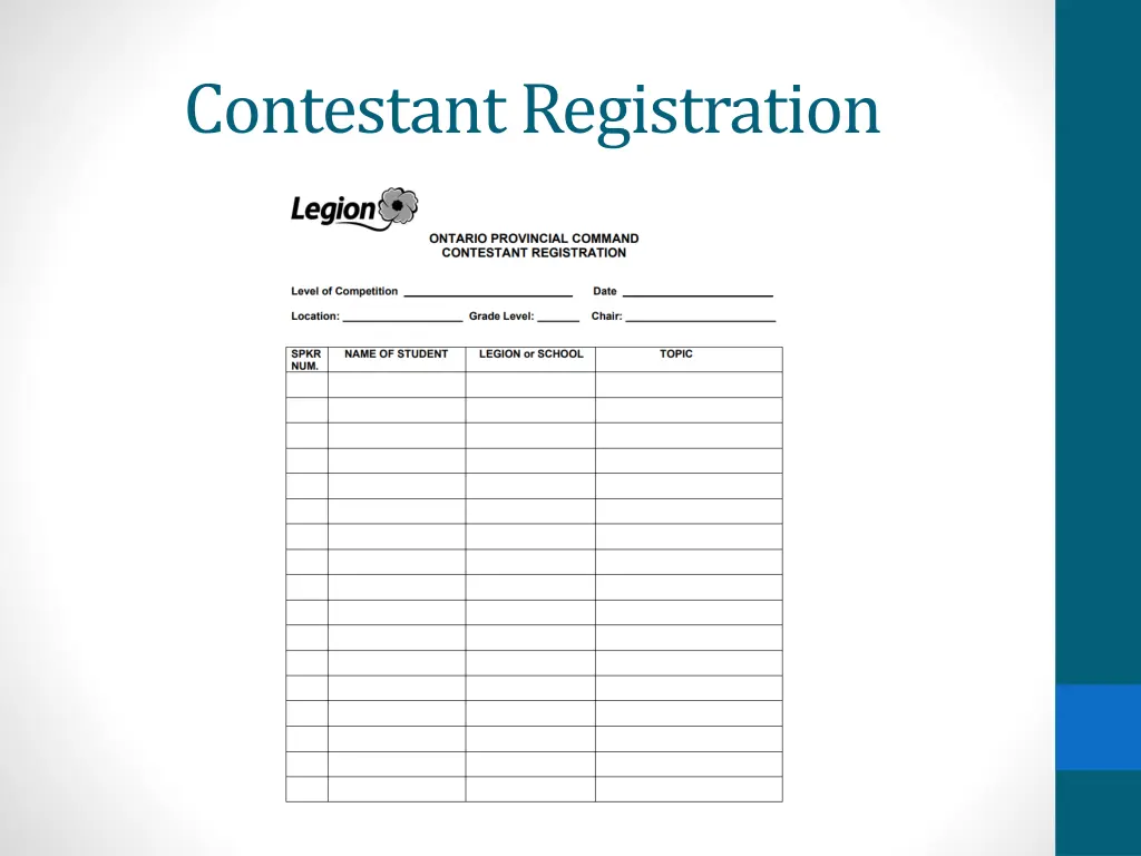 contestant registration