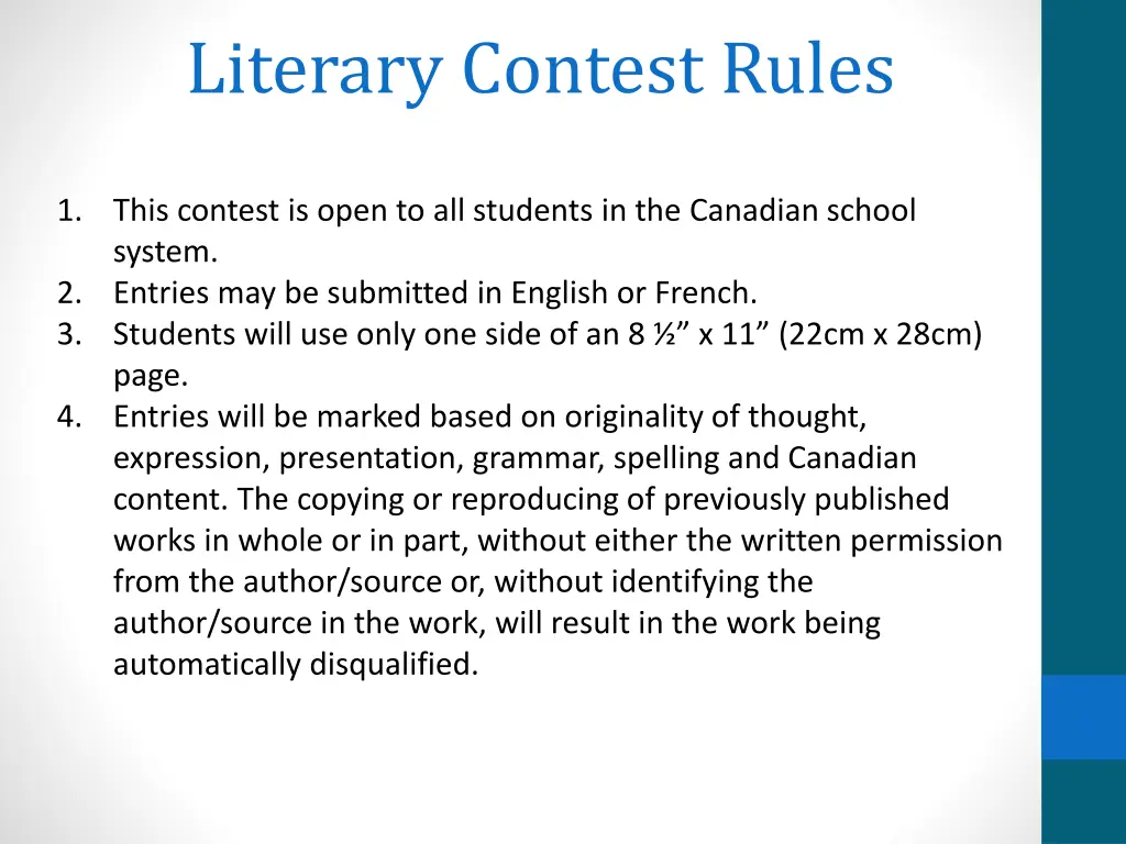 literary contest rules