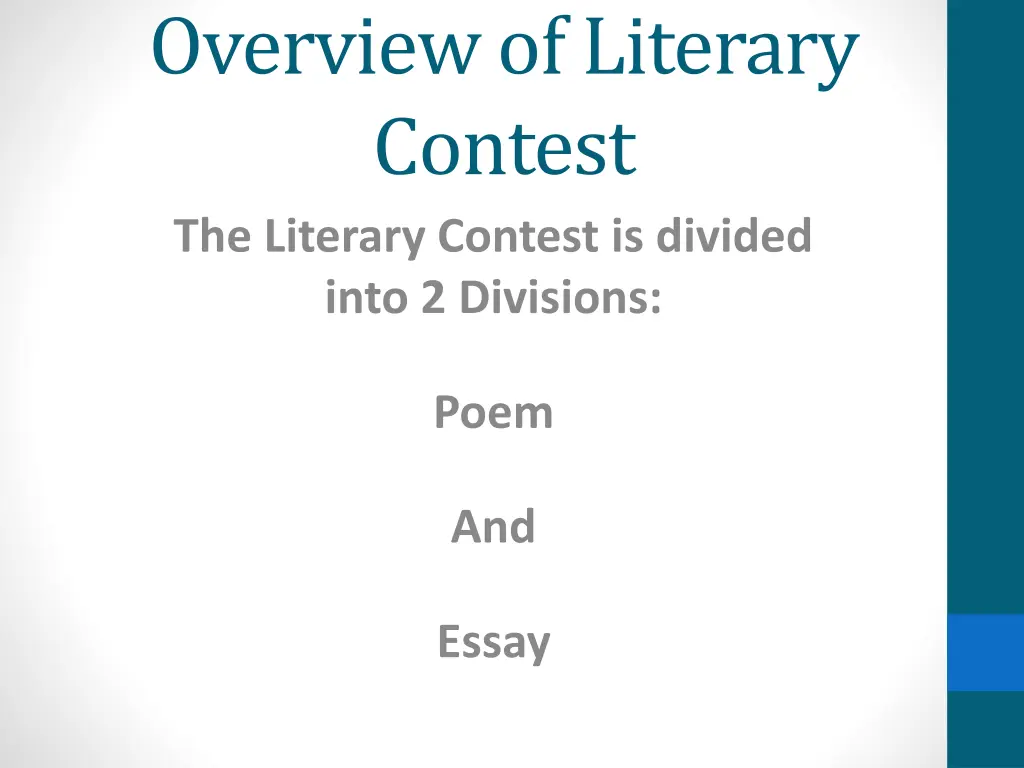 overview of literary contest the literary contest