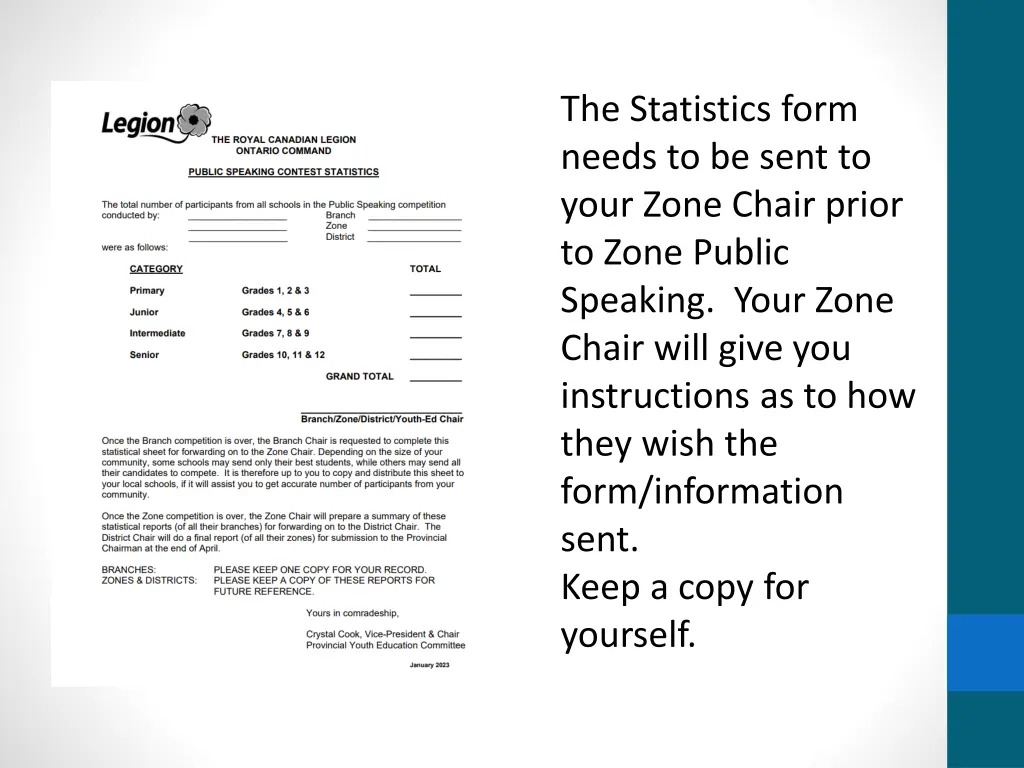 the statistics form needs to be sent to your zone