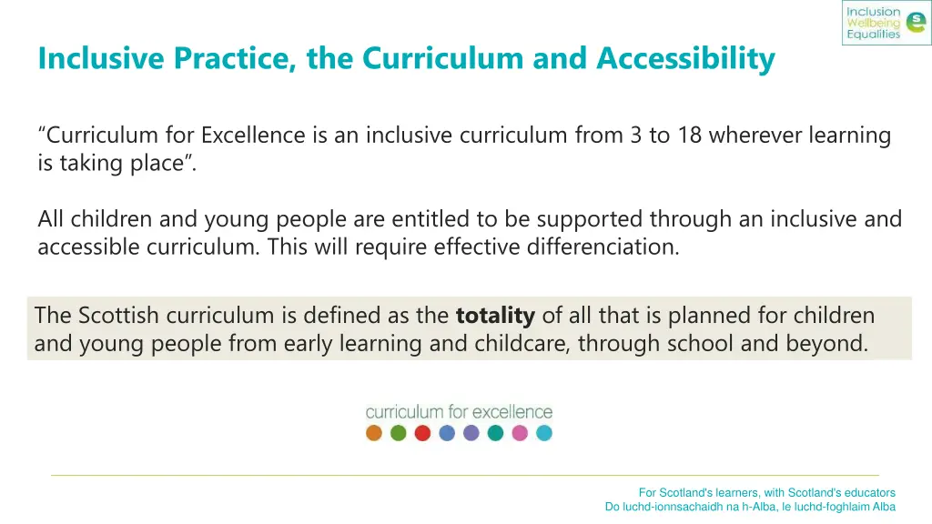 inclusive practice the curriculum