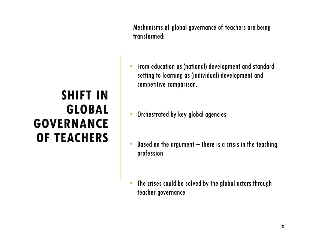 mechanisms of global governance of teachers