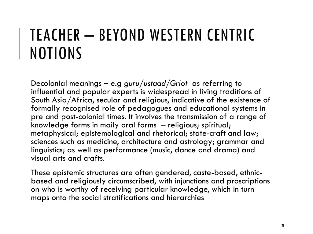 teacher beyond western centric notions