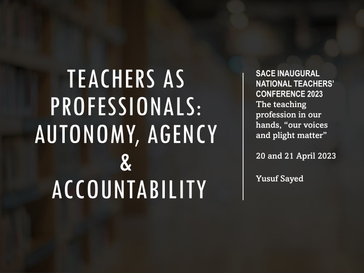 teachers as professionals autonomy agency