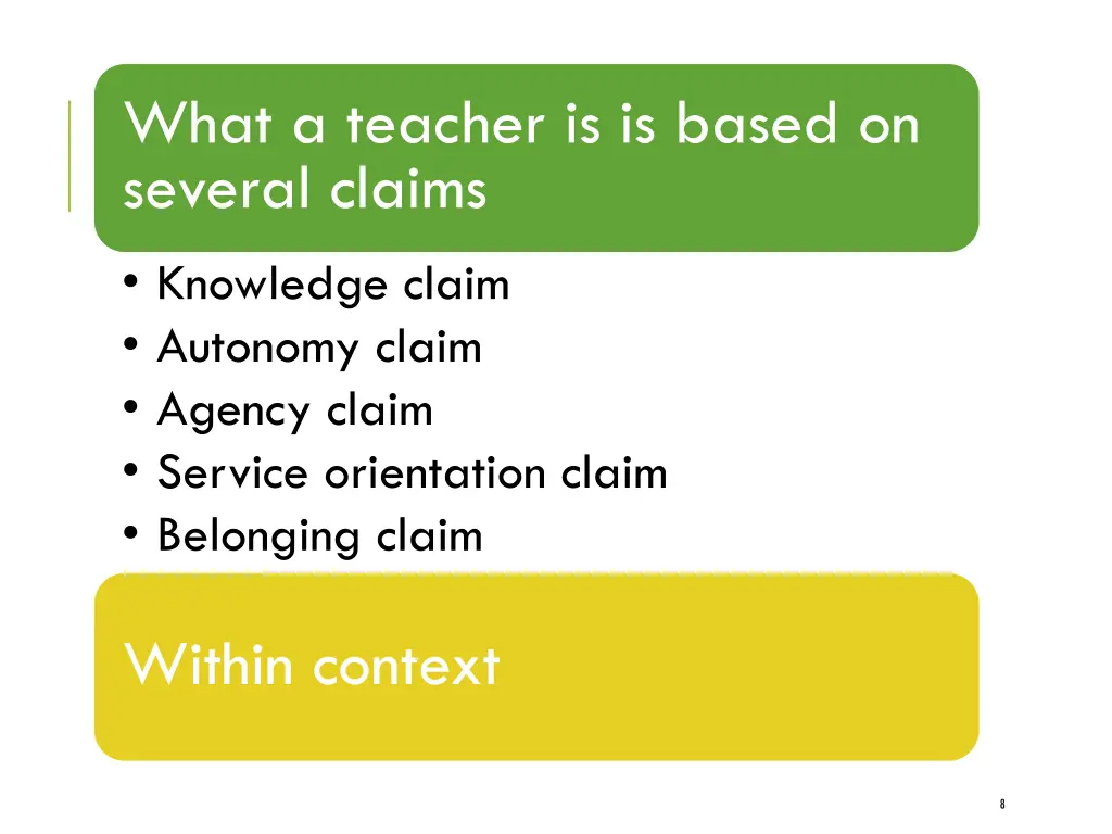 what a teacher is is based on several claims