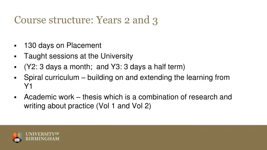 course structure years 2 and 3