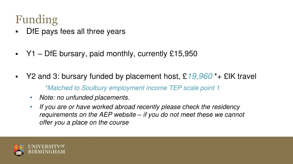 funding d fe pays fees all three years